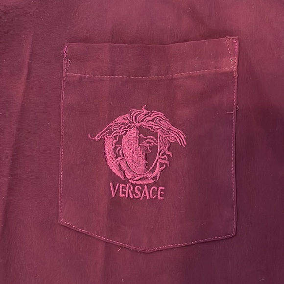 VERSACE JEANS COUTURE. As-Is  Embroidered Buttons down red color Mens SHIRT sz M - Picture 6 of 16